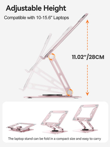 tounee Laptop Stand for Desk, Adjustable Computer Stand Holder with 360° Rotating Base, Ergonomic Laptop Riser Compatible with MacBook Pro Air