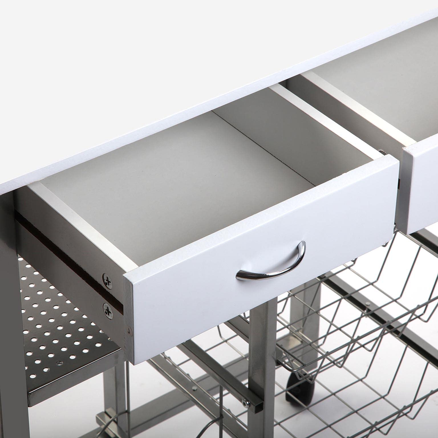 Versa Leicester Kitchen trolley with wheels, drawers and bottle rack, Greengrocer with pantry and organizers, Kitchen storage, Measurements