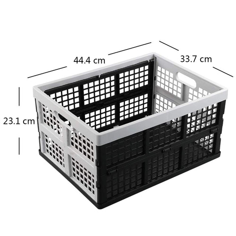 Hespama 35L Folding Crates, Plastic Collapsible Milk Crate Baskets 2 Packs
