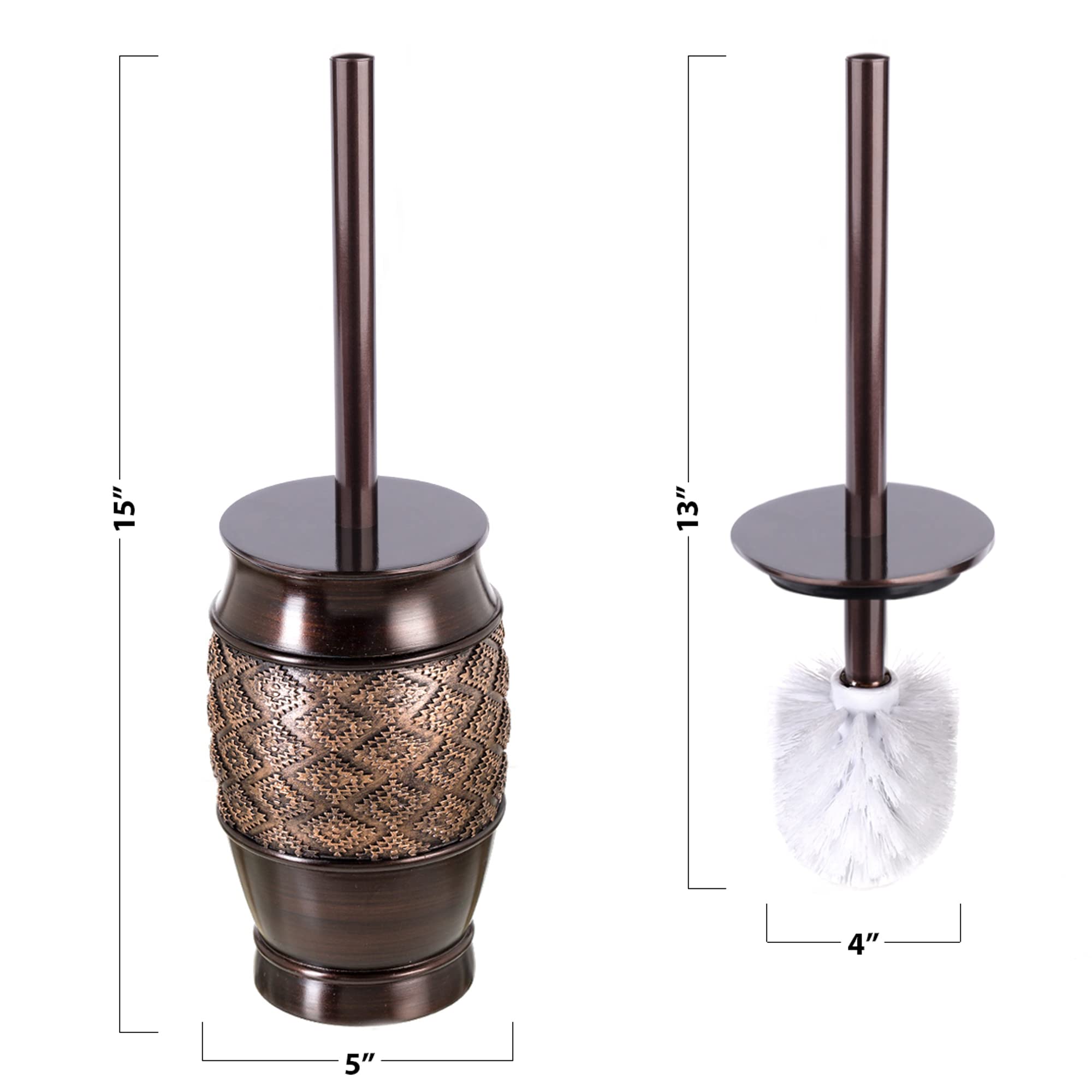 Creative Scents Brown Bathroom Accessories Set - 6-Piece Bathroom Set Includes: Decorative Soap Dispenser, Soap Dish, Tumbler, Toothbrush Holder