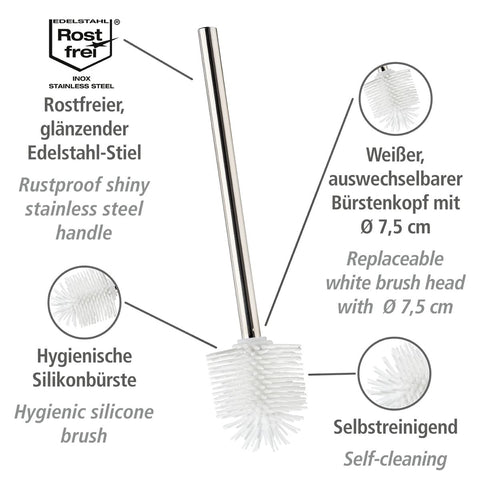 WENKO Silicone Replacement Toilet Brush, with Non-Stick Effect, White, 7.5 cm