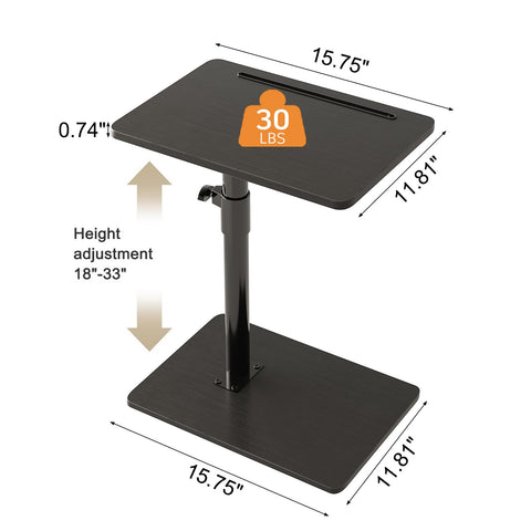 CAIYUN C Shaped Side Table, Height Adjustable Swivel 360° Rotating, Black End Table for Small Spaces