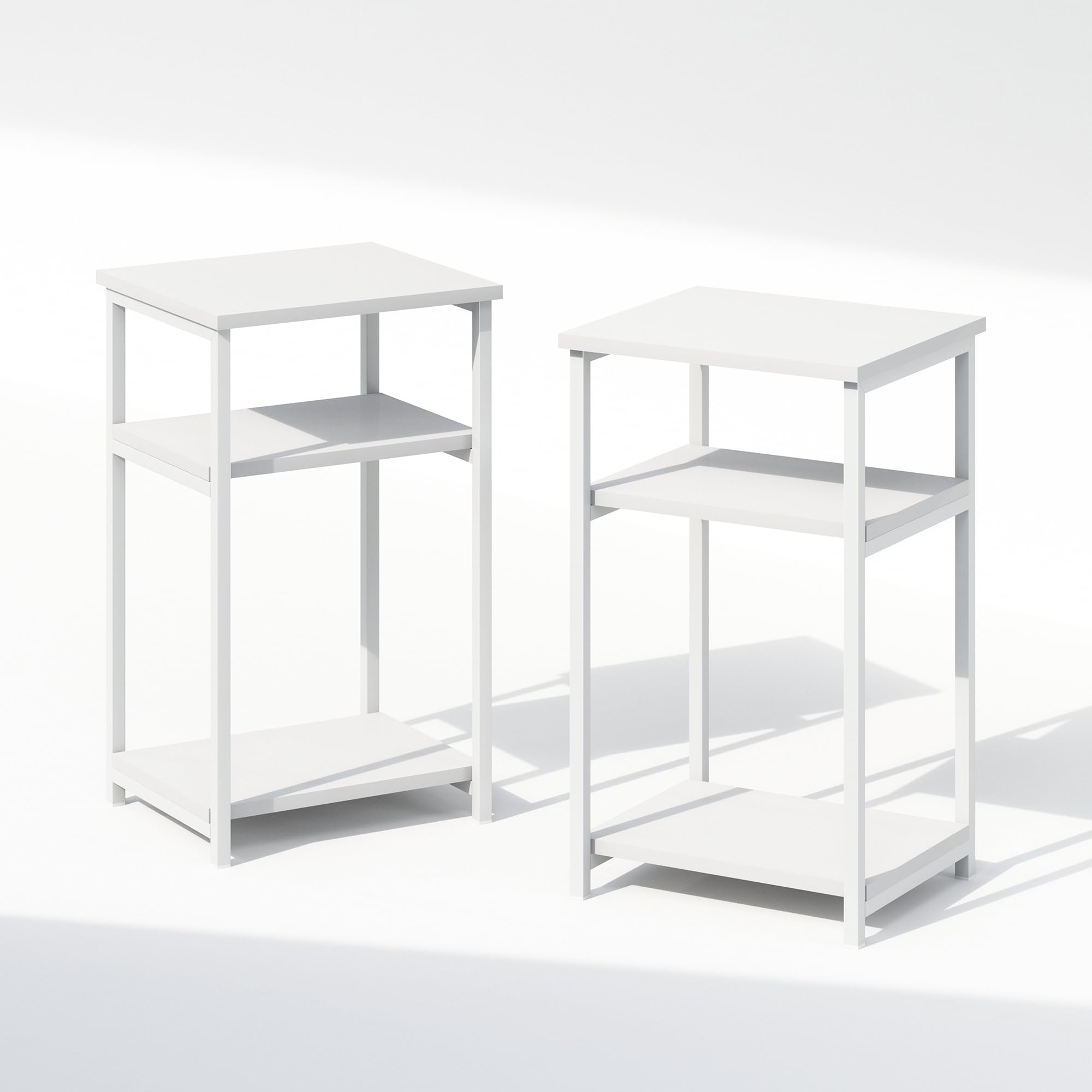 Furinno SIMPLISTIC Night Stand Set of 2, 3-Tier Open Shelf Design Nightstand with Metal Frame, Bedside Table, End Table, Side Table, for Bedroom