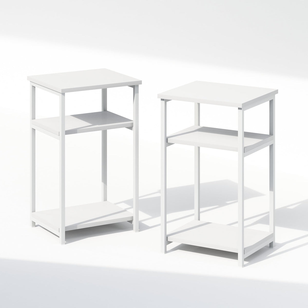 Furinno SIMPLISTIC Night Stand Set of 2, 3-Tier Open Shelf Design Nightstand with Metal Frame, Bedside Table, End Table, Side Table, for Bedroom