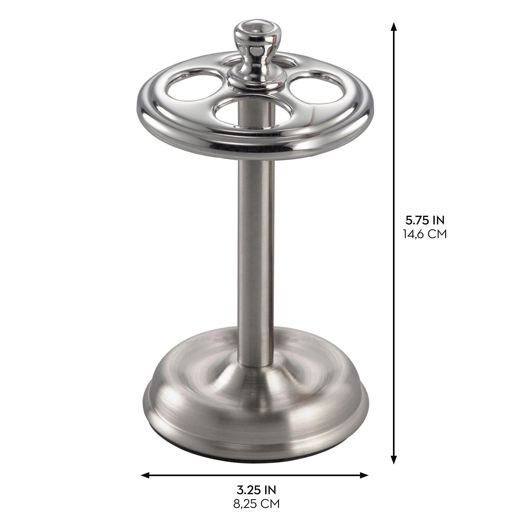 iDesign York Metal Toothbrush Holder/Stand for Cosmetic and Makeup Storage, Made of Stainless Steel, Split Finish,3.25” x 3.25” x 5.75”