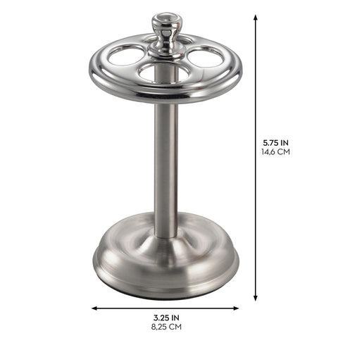 iDesign York Metal Toothbrush Holder/Stand for Cosmetic and Makeup Storage, Made of Stainless Steel, Split Finish,3.25” x 3.25” x 5.75”
