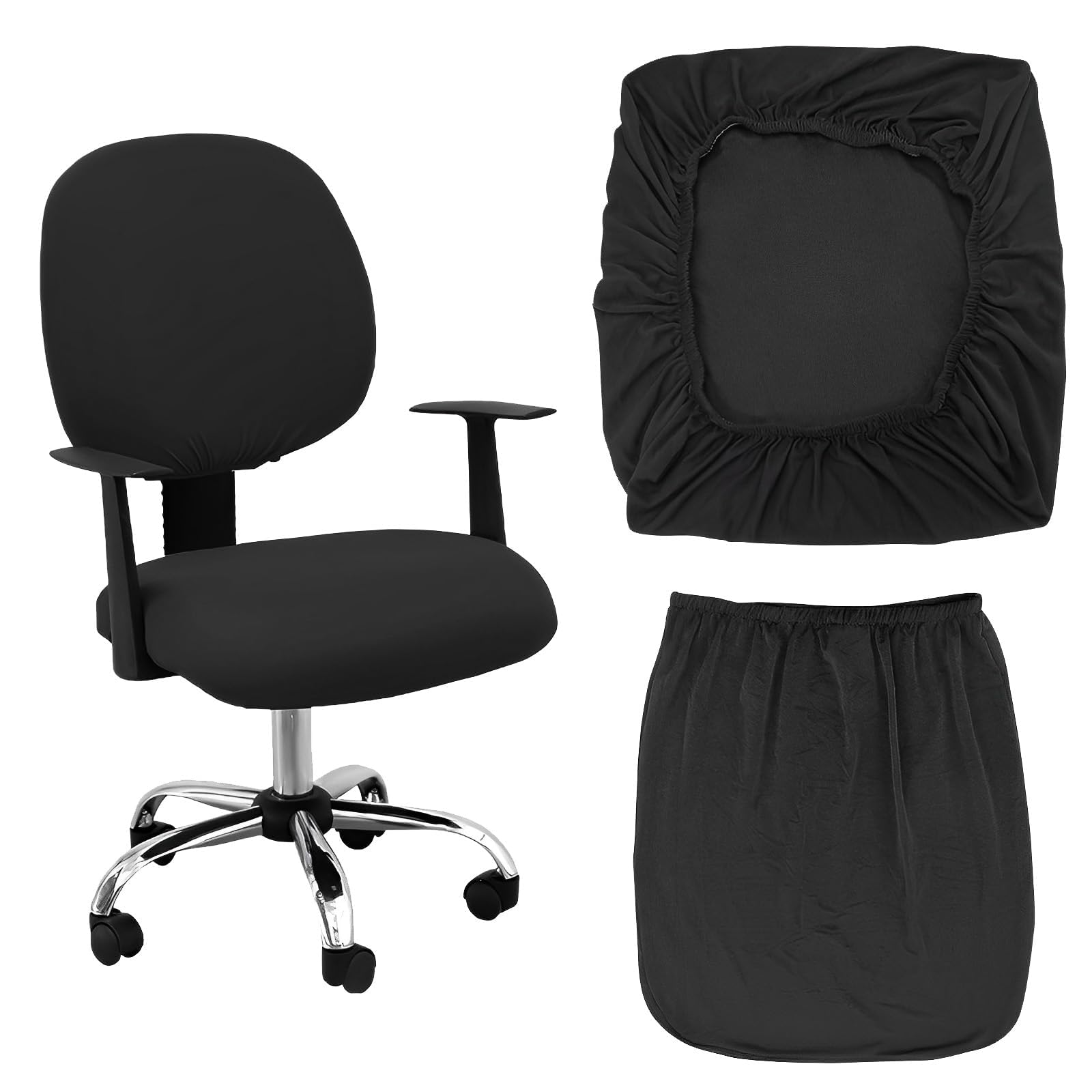 Wvbzf 2Pcs Office Chair Cover, Removable Washable Desk Chair Cover, Stretch Chair Sea Cushion Protector Computer Chair Cover