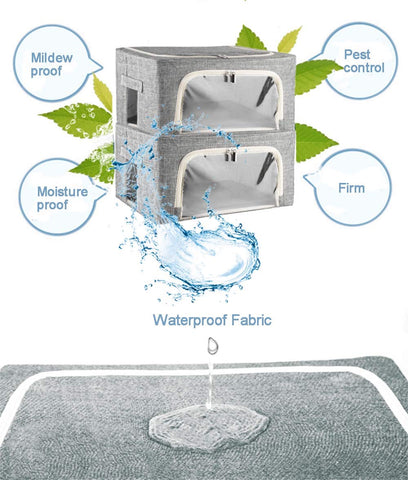 WUPYE Storage Box with Lid, Foldable Storage Cubes with Metal Frame, Storage Boxes with Clear Window Zippers & Doors