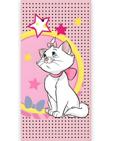 BrandMac Disney Aristocats Marie Beach & Bath Towel 70x140cm, 100% Cotton | Soft & Absorbent Kids Bath & Swim Towel | “Marie” Pink Floral Design