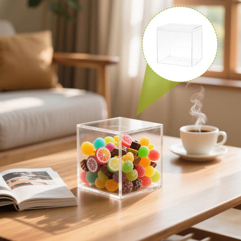 Keboyoe 6pcs 7.5x7.5x7.5cm Acrylic Display Boxes with Lid for Storage Candy