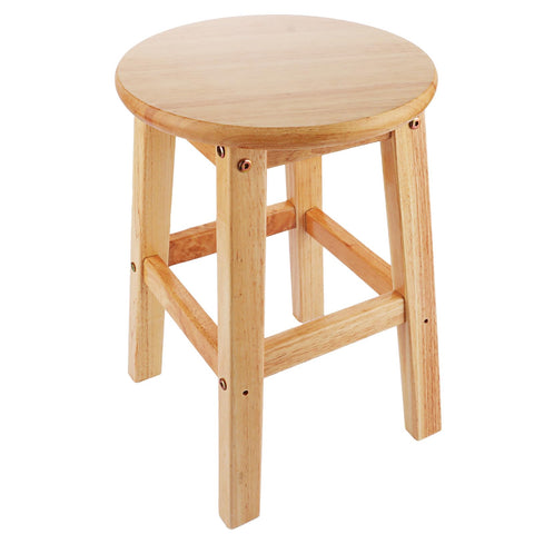 ASelected Solid Wooden Stool - Round, 45cm, for Kitchen, Bedroom, Living Room, Entryway