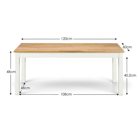 Julian Bowen Coxmoor Coffee Table, Ivory and Oak - H48 x W120 x D60cm
