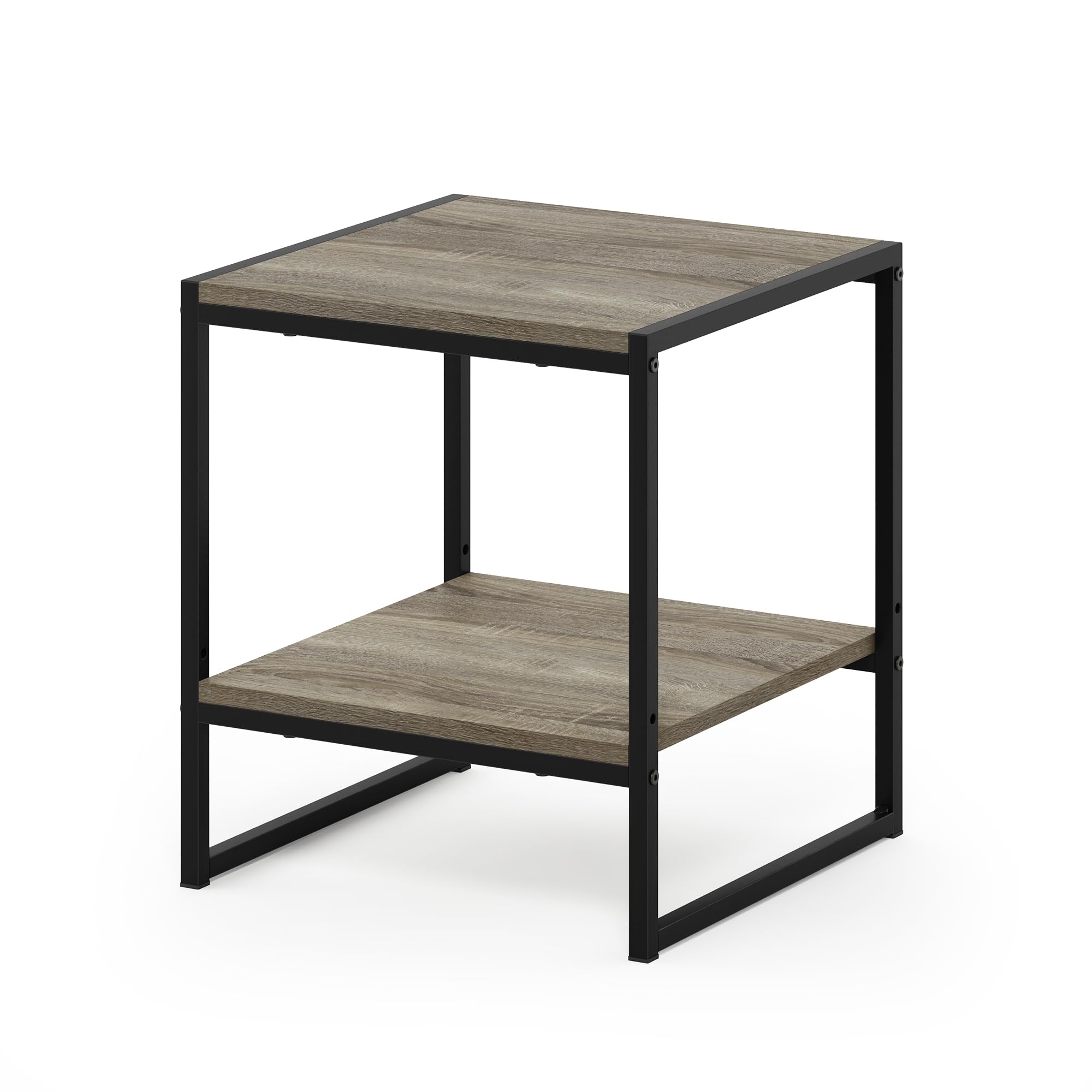 Furinno CAMNUS Side Table, 2-Tier Metal Frame End Table with Open Shelf, Easy Assembly Night Stand, Bedside Table, for Living Room, Bedroom