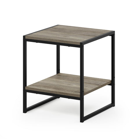 Furinno CAMNUS Side Table, 2-Tier Metal Frame End Table with Open Shelf, Easy Assembly Night Stand, Bedside Table, for Living Room, Bedroom