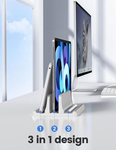 Vaydeer Vertical Laptop Stand Holder Plastic Adjustable Dock for MacBook Pro, Air, HP, Dell, Microsoft Surface, Lenovo, Up to 17.3 Inches (White)