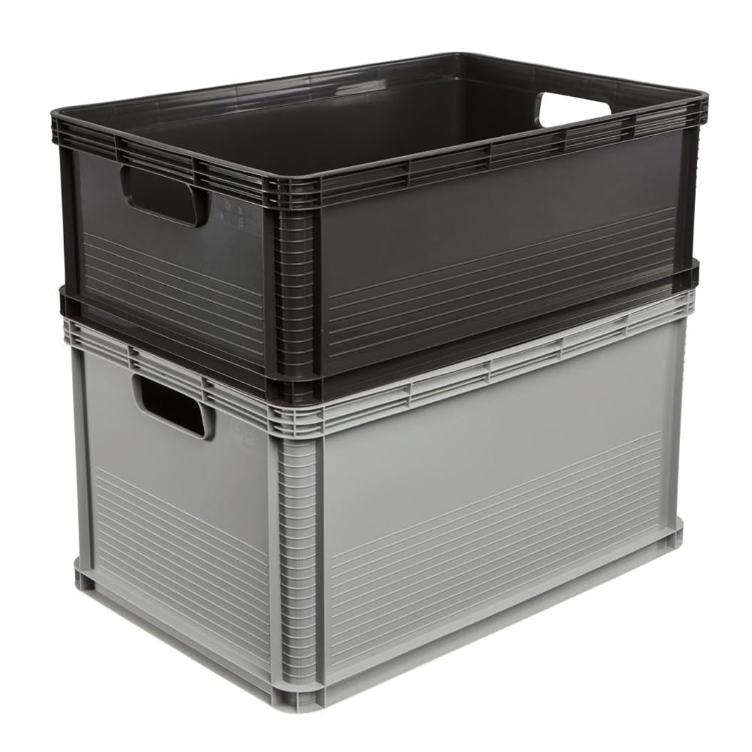 keeeper Strong Transport Box, Acid-Resistant and Food Safe, 60 x 40 x 22 cm, 45 Litre, Robert, Graphite Grey