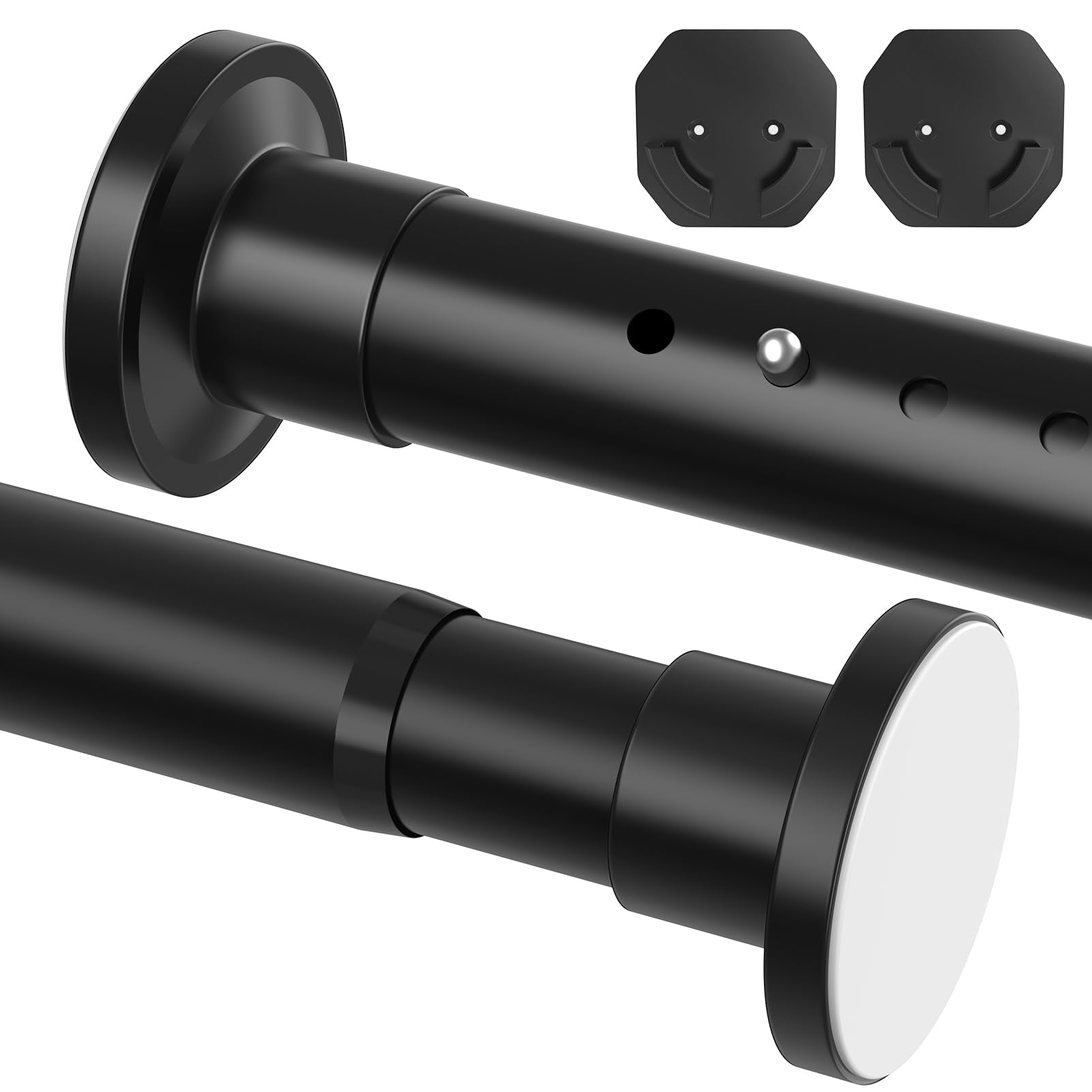 Extendable Φ32mm Curtain Poles 98-290cm Tension Rods with 2 Wall Base