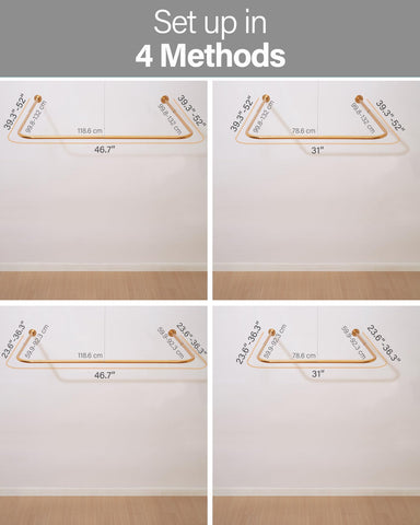 Yampos U Shaped Shower Curtain Rail, [Both Sides: 60 cm - 132 cm, Middle: 76,2 cm