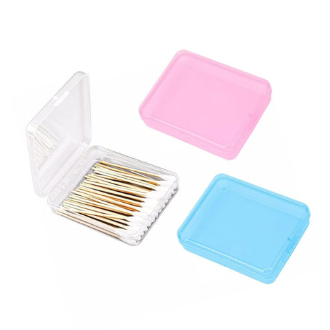 3Pcs Clear Blue Pink Portable Travel Cotton Pad Holder, Swab Holder Dispenser Small Hair Tie Containers Storage Box Qtip Bathroom Vanity Countertop