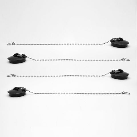 DOJA Barcelona Drain Plug with Chain, 270 mm, Pack of 4, Universal Rubber Sink Plug, Black