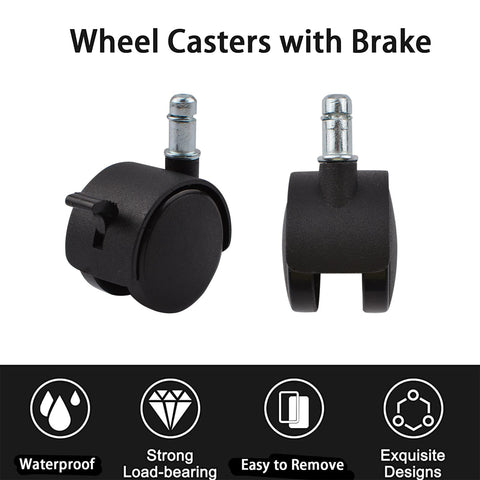 INCREWAY Nylon Caster Wheels 50mm, 5Pcs Swivel Stem Mount Casters with Brake, Durable Nylon Construction, Suitable for Various Hard Floors