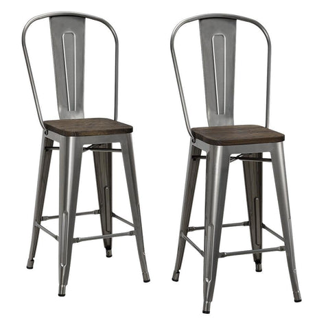 DHP Luxor 24 Inch Counter Stool in gun metal - Set of 2, 44x46x60cm (DxWxH)