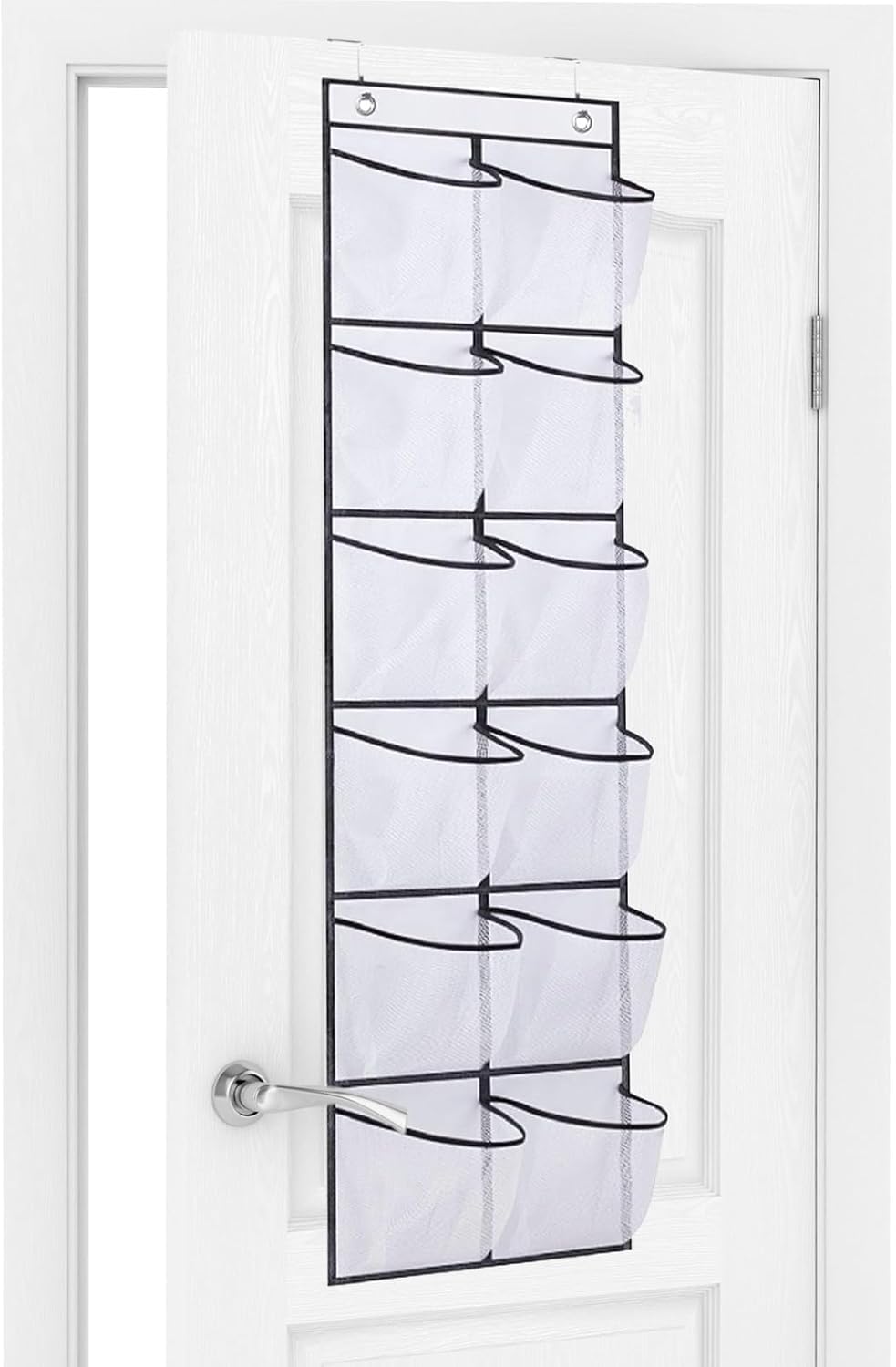 BONAVCY Over the Door Shoe Storage, Hanging Shoe Rack with 12 Mesh Pockets