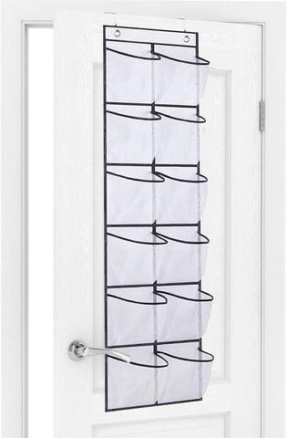 BONAVCY Over the Door Shoe Storage, Hanging Shoe Rack with 12 Mesh Pockets