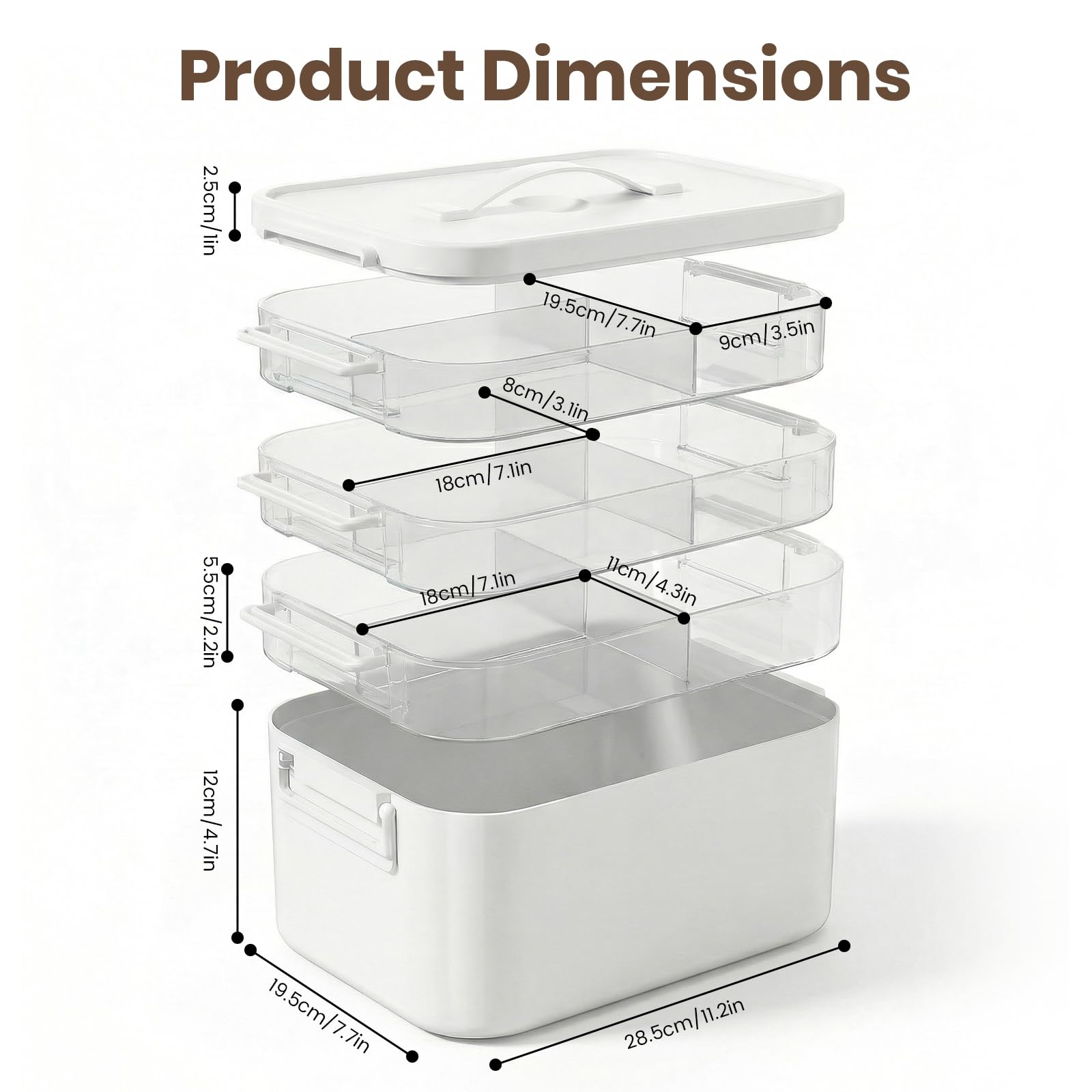 Kryndle Medicine Storage Box, 4 Layer Medicine Box with Compartments