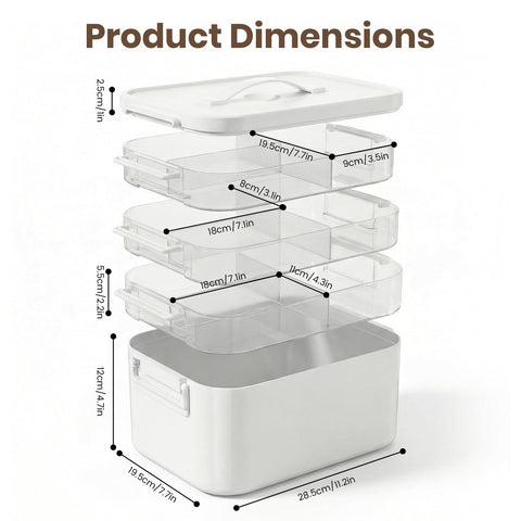 Kryndle Medicine Storage Box, 4 Layer Medicine Box with Compartments