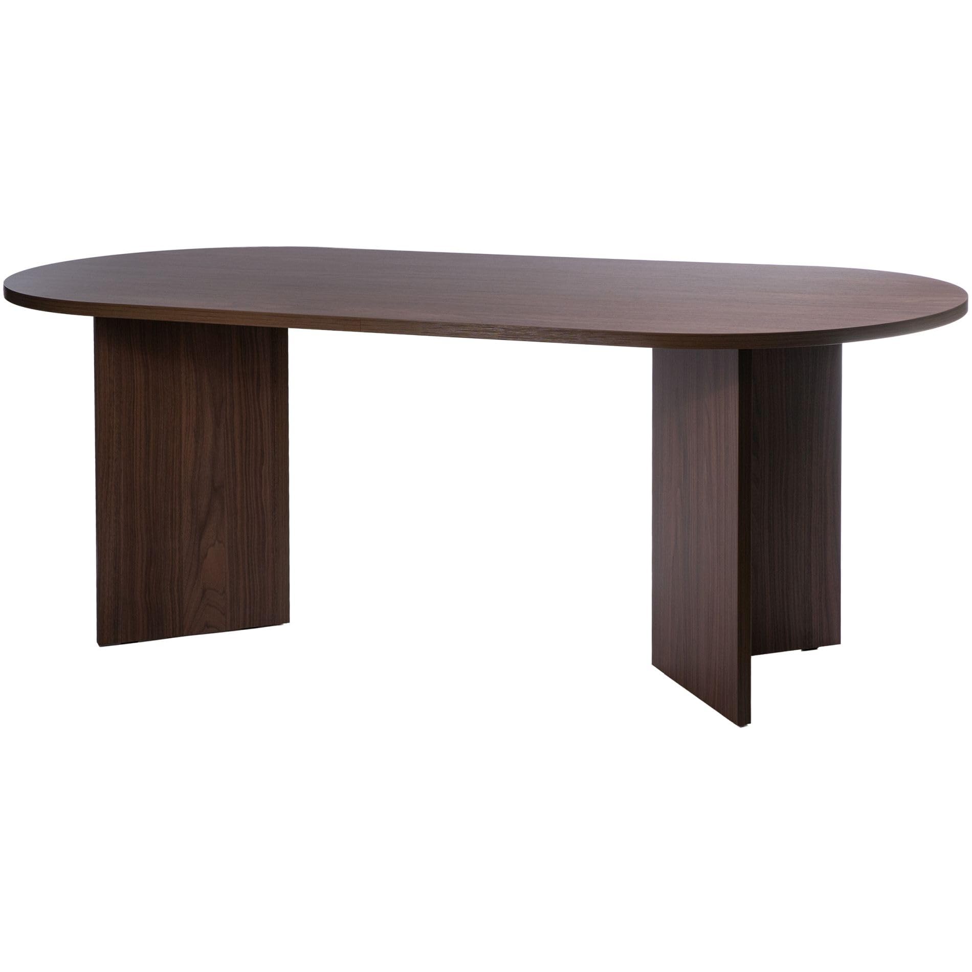 SELSEY Ovo Wood Dining Table 204x90x75cm, Wisconsin Walnut Oval Non-Extendable Design, Seats 6 to 10