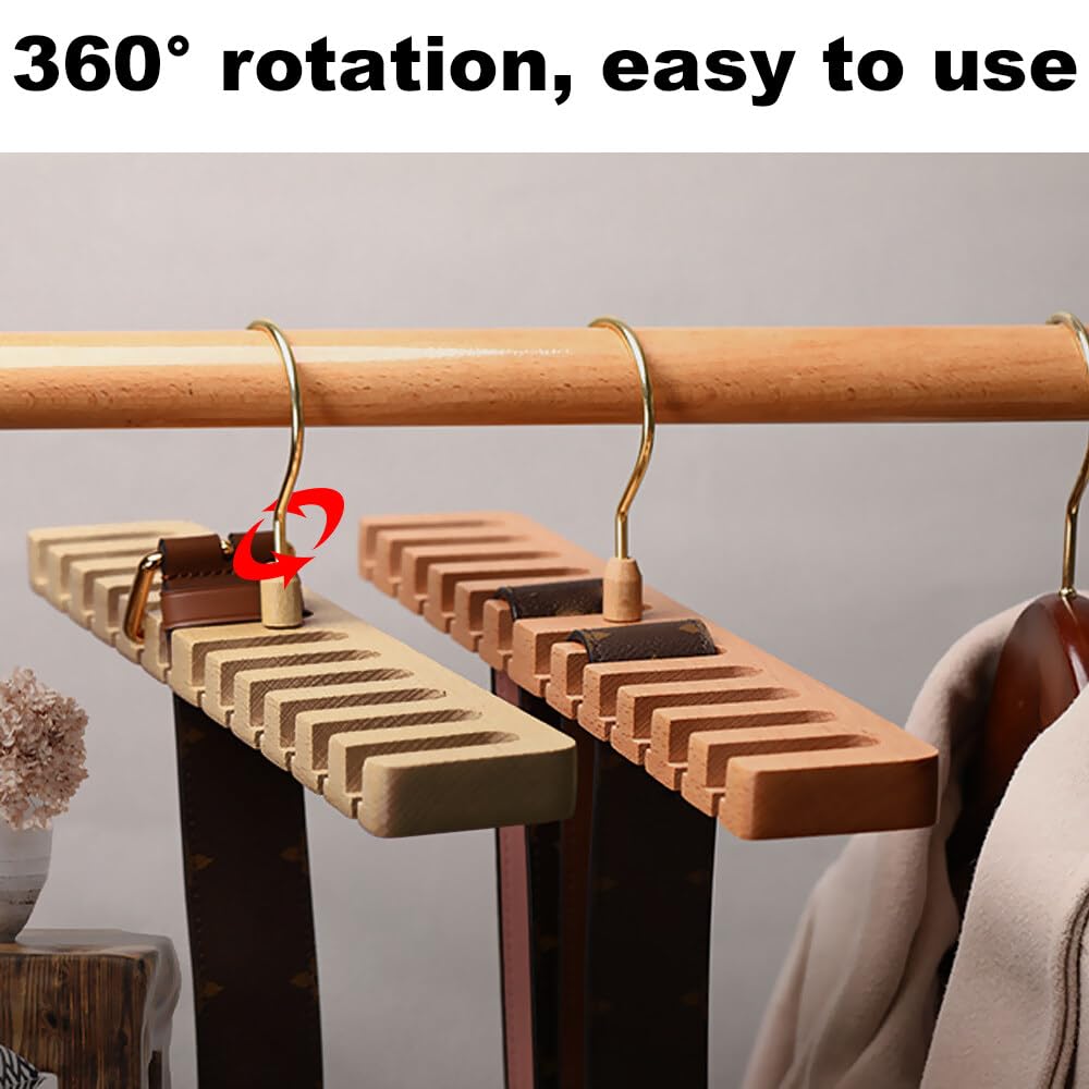 GmeDhc 1Pcs Belt Hanger for Wardrobe, Wooden Belt Storage Rack