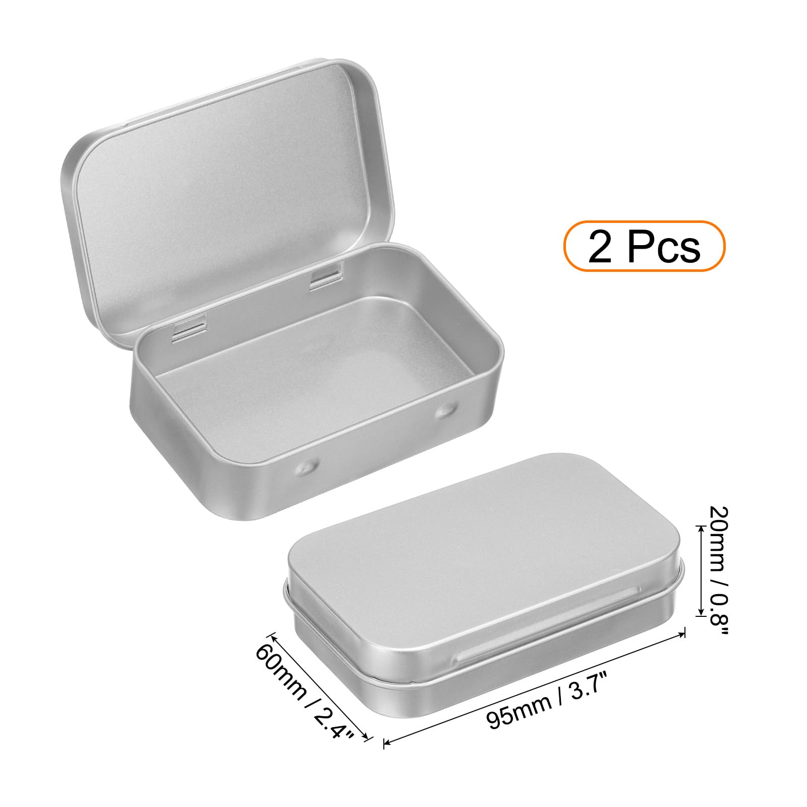 sourcing map 2pcs Metal Tin Box, 3.7x2.4x0.8 Mini Portable Rectangular Empty Tinplate Small Storage Container Airtight Tins with Lids for Candy