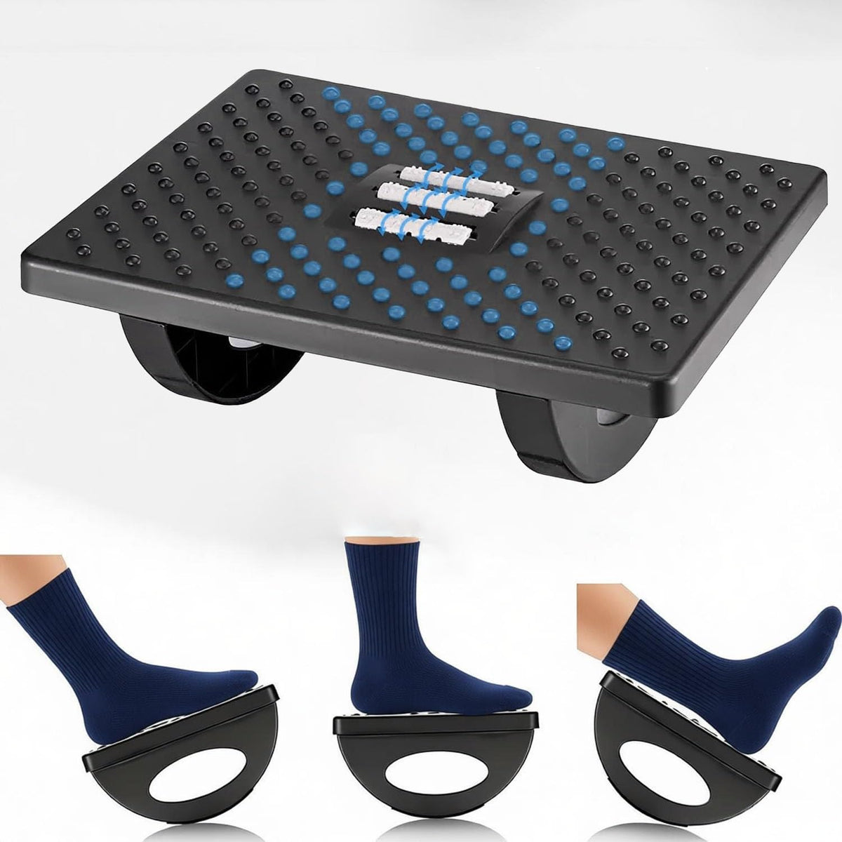 Foot Rest for Under Desk at Work, Ergonomic Foot Stools for Under Office Desk,Rocking Footrest with Roller Massager-Leg Rest for Chair