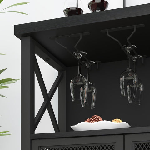 LVB Wine Bar Cabinet Industrial Coffee Bar Cabinets 120cm Black Oak