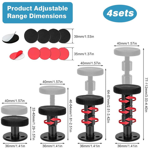 4-Pack Adjustable Threaded Headboard Stoppers, 30-110mm Bed Frame Anti-Shake Stabilizer Kit - Universal Furniture Fixer for Stopping Bed, Cabinet