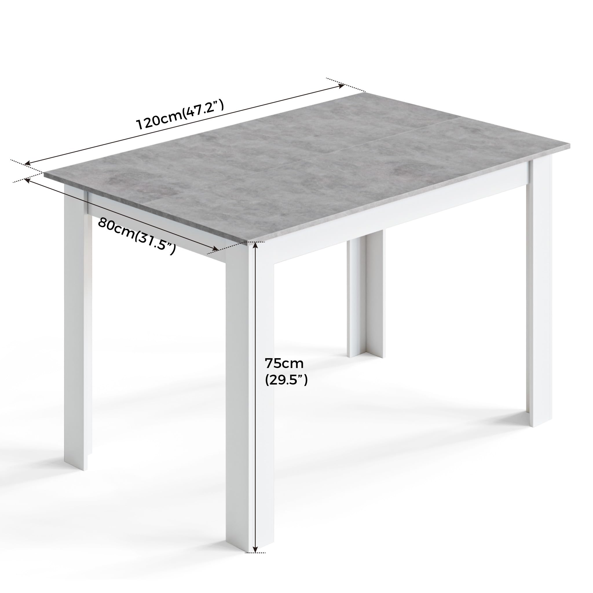 Mondeer Dining Table, Kitchen Table for 4 People, 120W x 80D x 75H cm