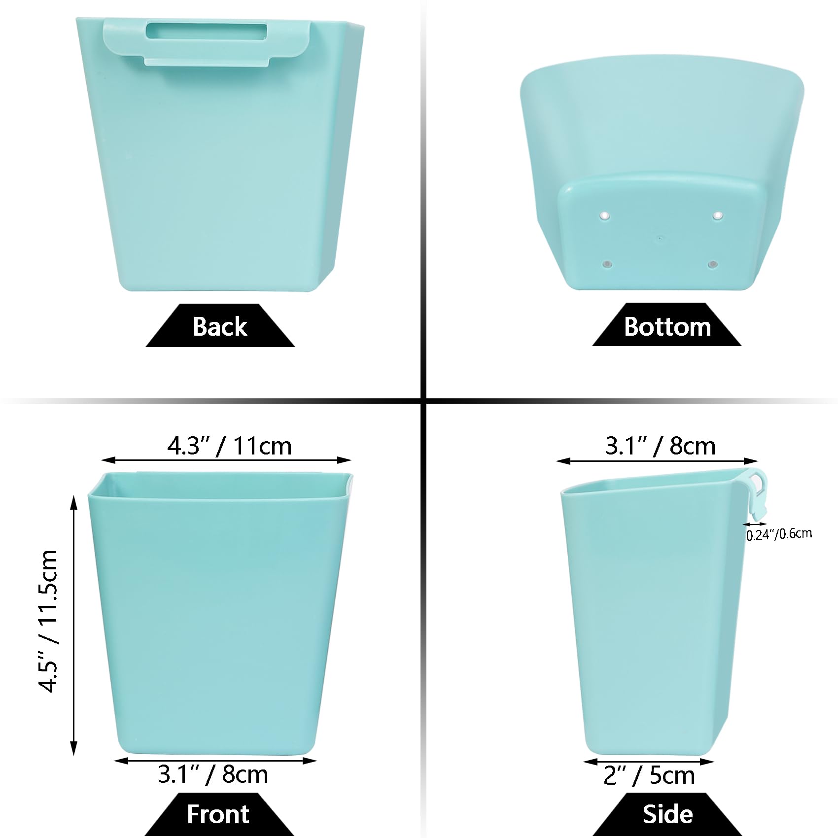 AYVANBER 6 Pack Hanging Cup Holder for Rolling cart Accessories Hooks Little Hanging Buckets Hanging Storage Bins Craft Supplies for Rolling Utility