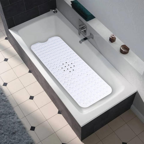 Armo® Transparent Anti Slip Shower Bath Mat Strong Mould & Mildew Bathroom Mat PVC Mat Washable Bath Mat 70CM x 38CM (White)