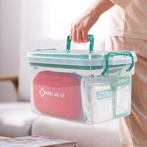 Ikando Plastic First Aid Box, Clear Medicine Storage Organizer Case