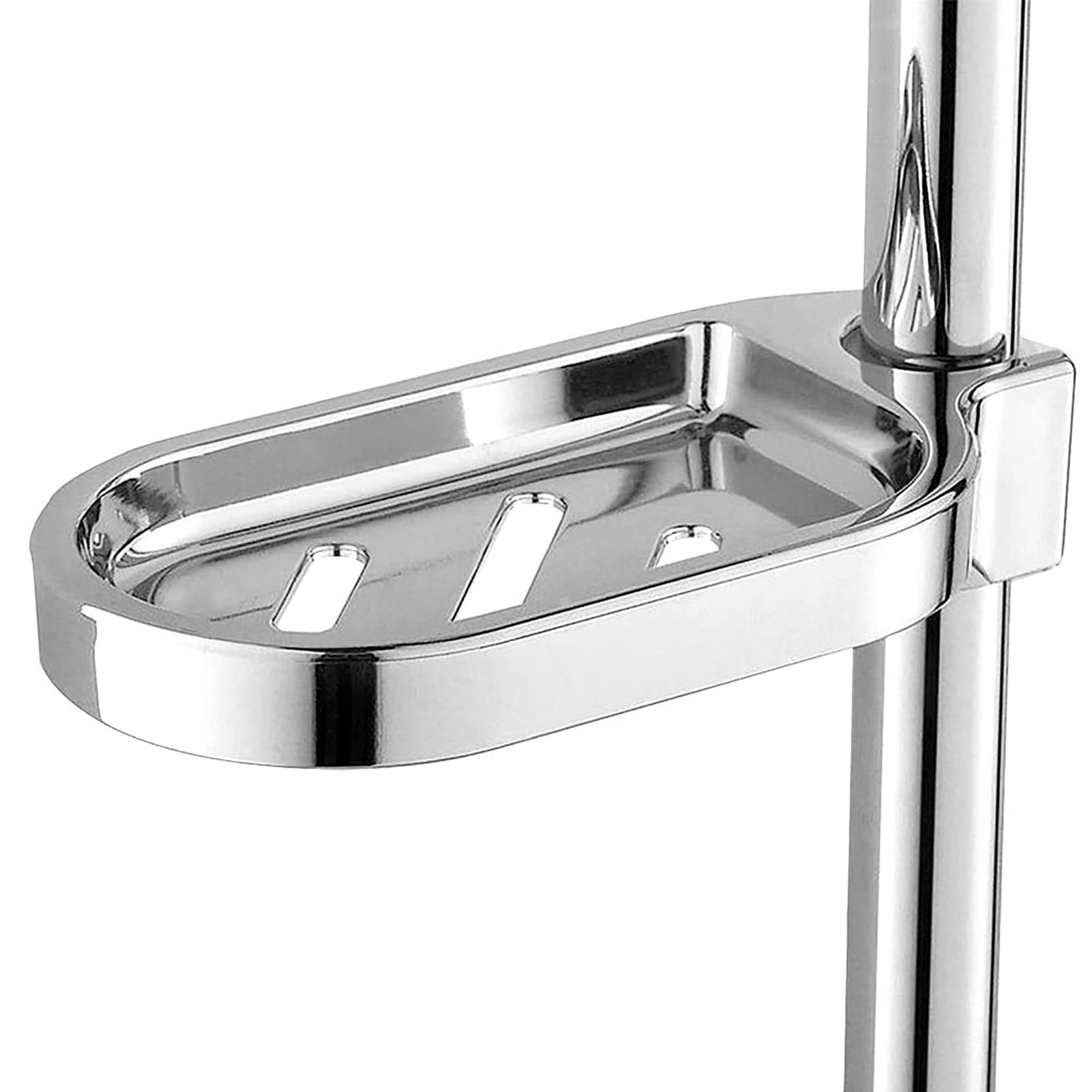 Shower Rail Soap Holder, Soap Dish Holder for Shower, Clips on Bathroom Soap Holders ABS Adjustable Shower Rod Slide with Hollow Out Design for Tube