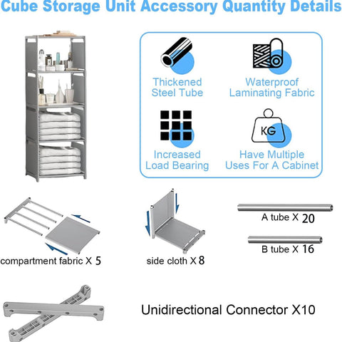 Cube Storage Unit - Open Book Shelf, Closet for Family Study, Organiser with 4 Compartments for Shoes, Toys, Clothes, Tools, Living Room Shelves