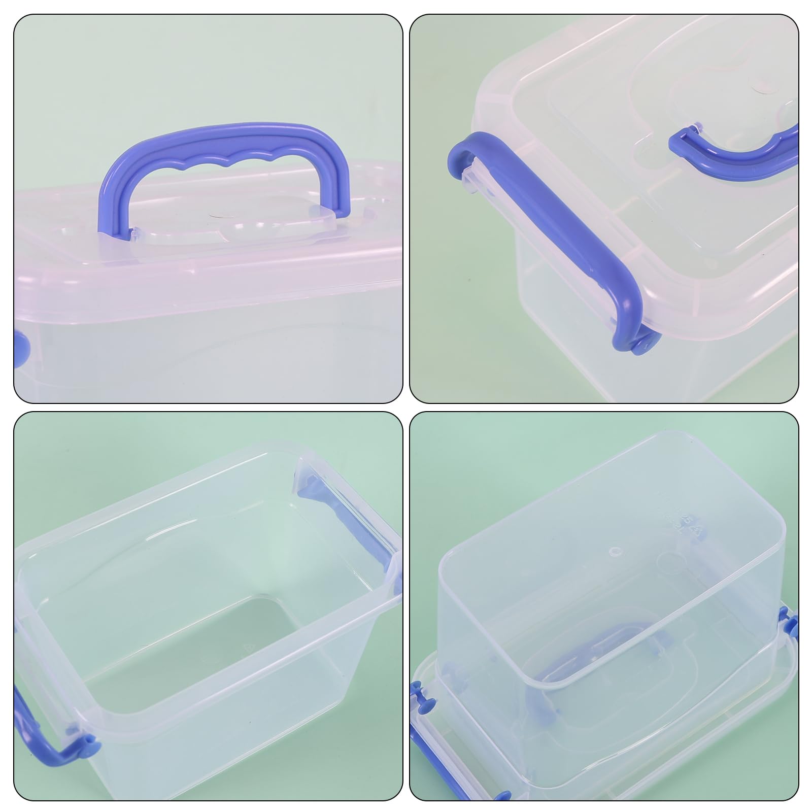 Ionoloy 2 L Clear Storage Box with Lid, Small Plastic Organiser Boxes, 6 Pack