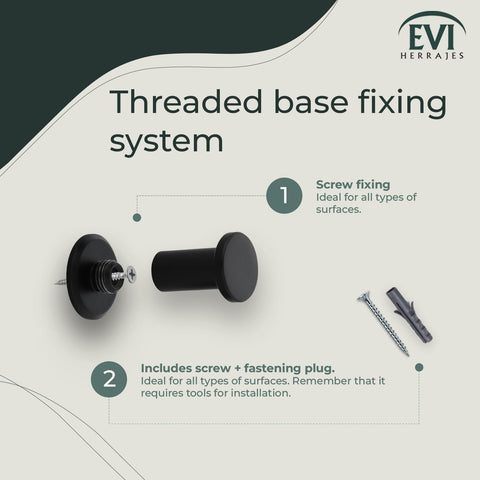 EVI Herrajes Bathroom Hanger | Stainless Steel Wall Hanger | Black Lacquered | for Hanging Clothes, Coats or Towels| Towel Rack with Invisible Screw