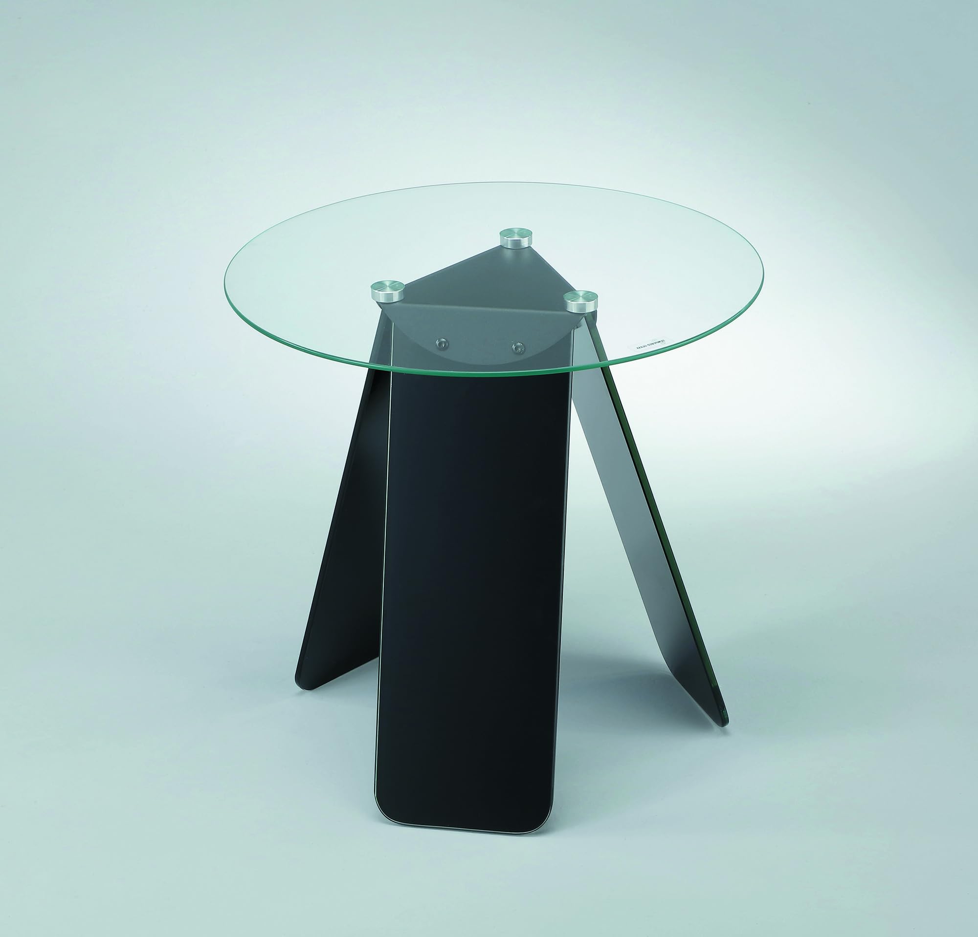 ASPECT Asti Round Side/Laptop/End/Coffeee Table Glass Top Base, Tempered, Clear/Black, 48 diameter x 45(H) cm
