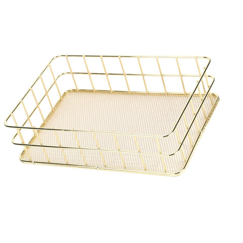 Gold Storage Basket Hollow Metal Desk Organizer,Multipurpose Large Basket for Bathroom & Home Office