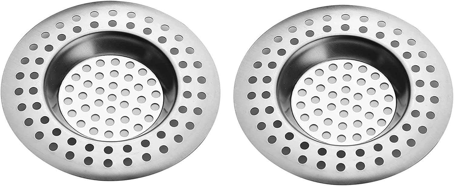 VONRUSS-UK Stainless Steel 2Pcs Kitchen Sink Strainer Plug Standard Dual Function Basket Strainer Drain Protector Sink Waste Stopper Hole Hair