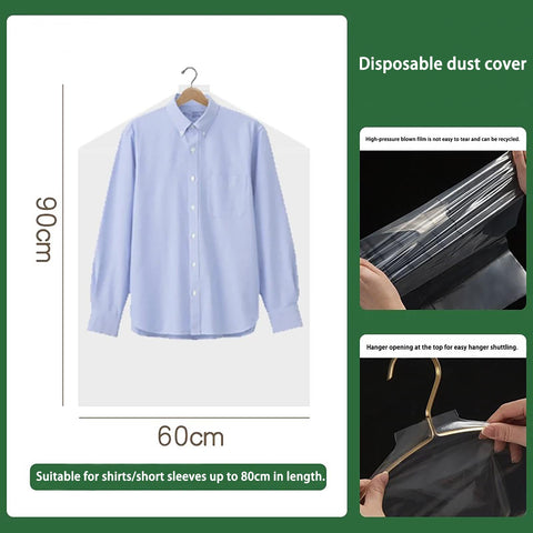 100 Pack Clear Plastic Clothing Bags Covers, Dustproof Garment Bags for Hanging Clothes