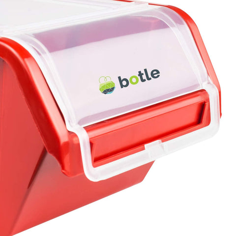 10 x Stacking Boxes with Lid, Workshop, Stacking Box, Sorting Box, 100 x 155 x 70 cm, Red, Stackable Plastic Storage Boxes