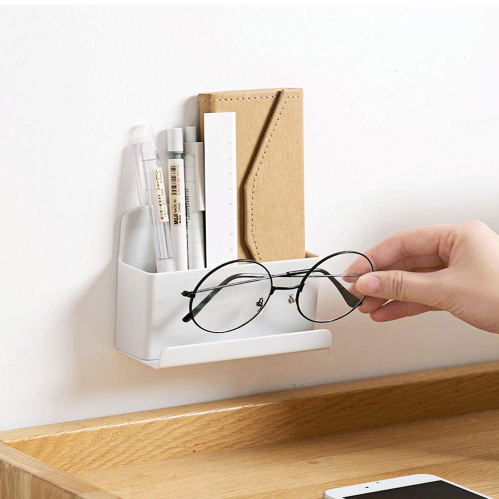 XINGYIYIJIA Wall Mounted Organizer Storage Box Remote Control Air Conditioner Storage Case Free Punch No Drilling Self Adhesive Media Organizer Hook